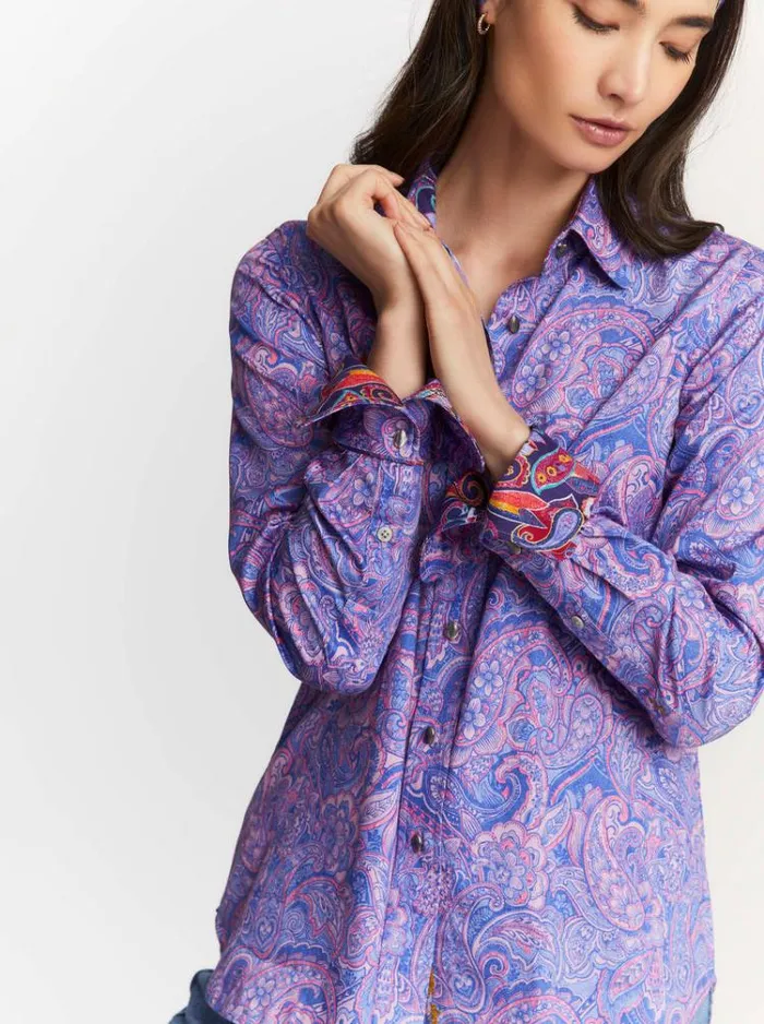 Women PRISCILLA SHIRT Blue Robert Graham Tops