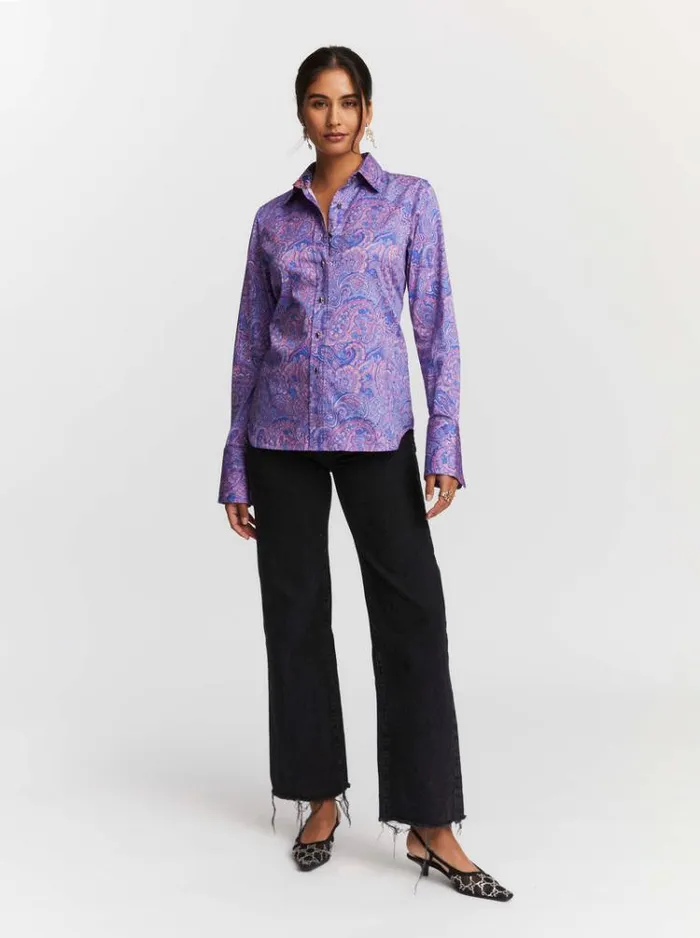 Women PRISCILLA SHIRT Blue Robert Graham Tops
