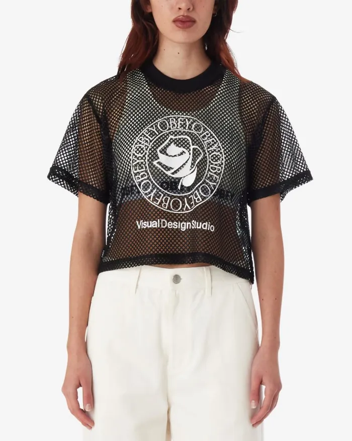 Women ROSE MESH TOP Black OBEY Clothing TOPS