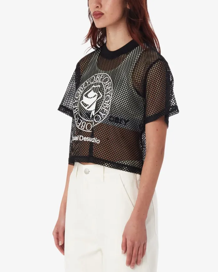 Women ROSE MESH TOP Black OBEY Clothing TOPS