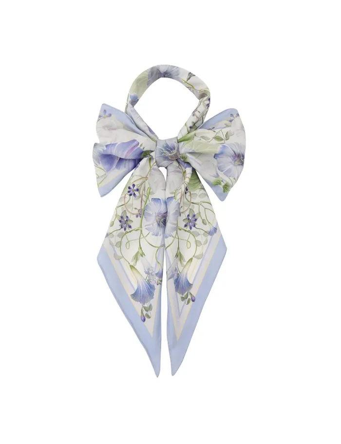 Women Scarves Zimmermann Printed Silk Neck Scarf Blue Floral