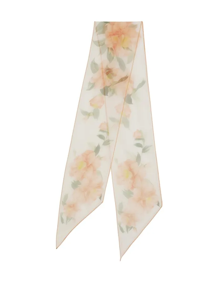 Women Scarves Zimmermann Silk Organza Neck Scarf Ivory Camellia