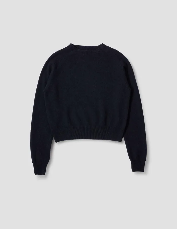 Women Short Classic Crew Neck Dark Navy Twist Margaret Howell Knitwear