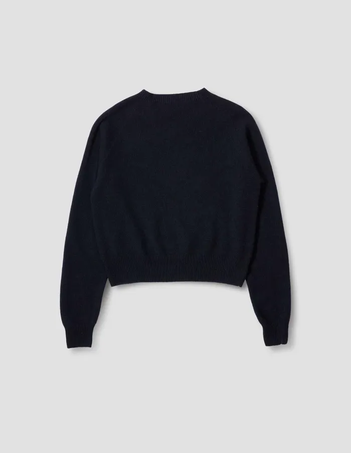 Women Short Classic Crew Neck Dark Navy Twist Margaret Howell Knitwear