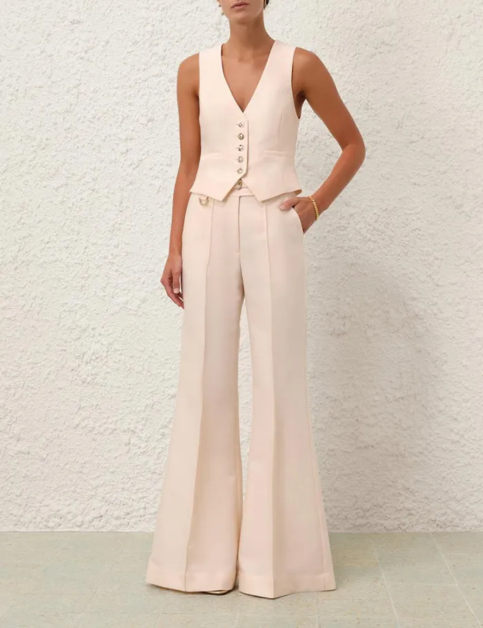 Women Shorts and Pants Zimmermann Natura Flare Leg Pant Macadamia