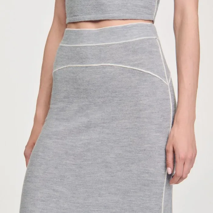 Women Skirts SANDRO Long Wool Skirt Grey