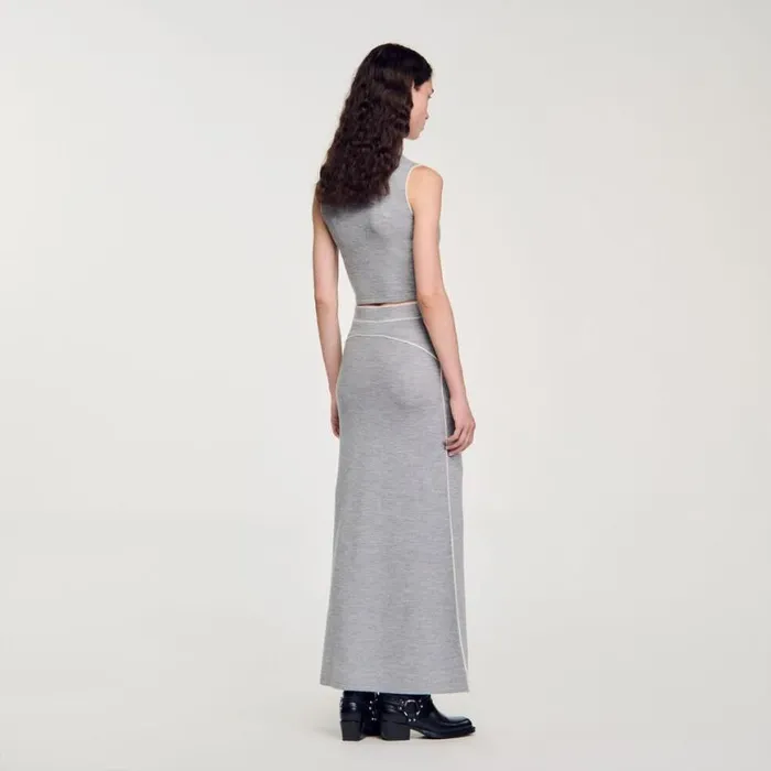 Women Skirts SANDRO Long Wool Skirt Grey