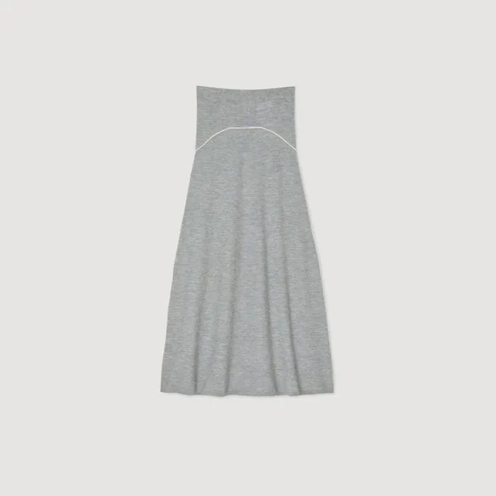 Women Skirts SANDRO Long Wool Skirt Grey