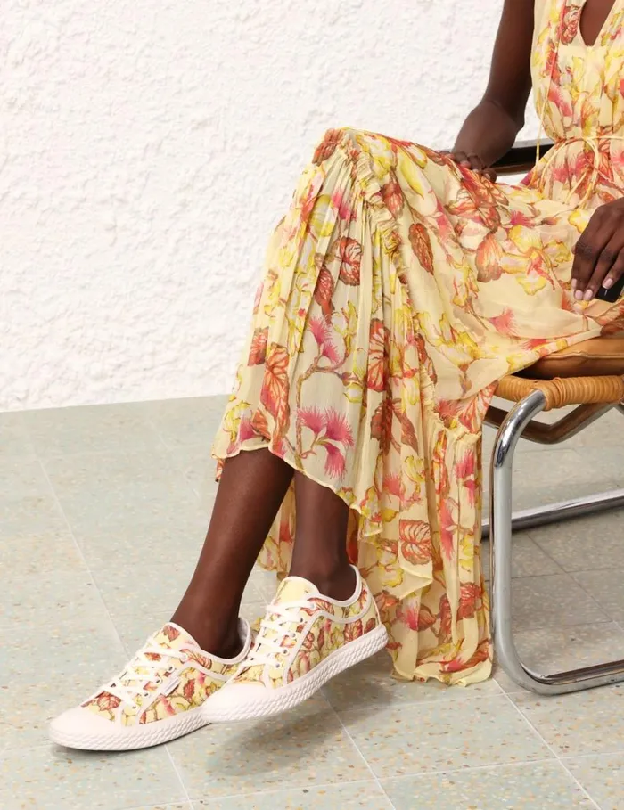 Women Sneakers Zimmermann Zimmermann Twist Low Sneaker Yellow Hibiscus