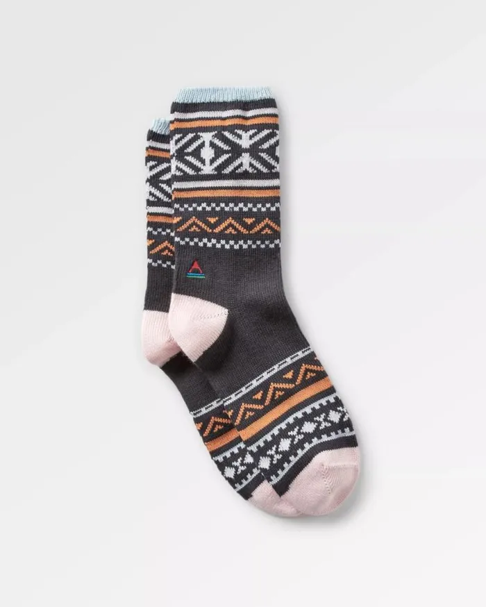 Women Socks Passenger Organic Midweight Patterned Socks Charcoal Charcoal