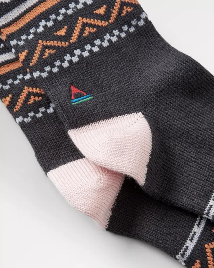 Women Socks Passenger Organic Midweight Patterned Socks Charcoal Charcoal