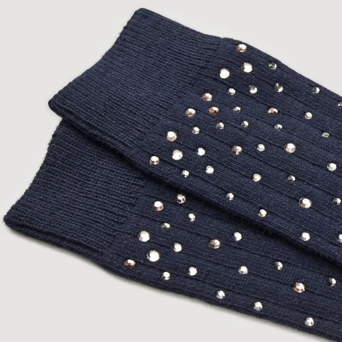 Women Socks SANDRO Rhinestone Socks Navy Blue