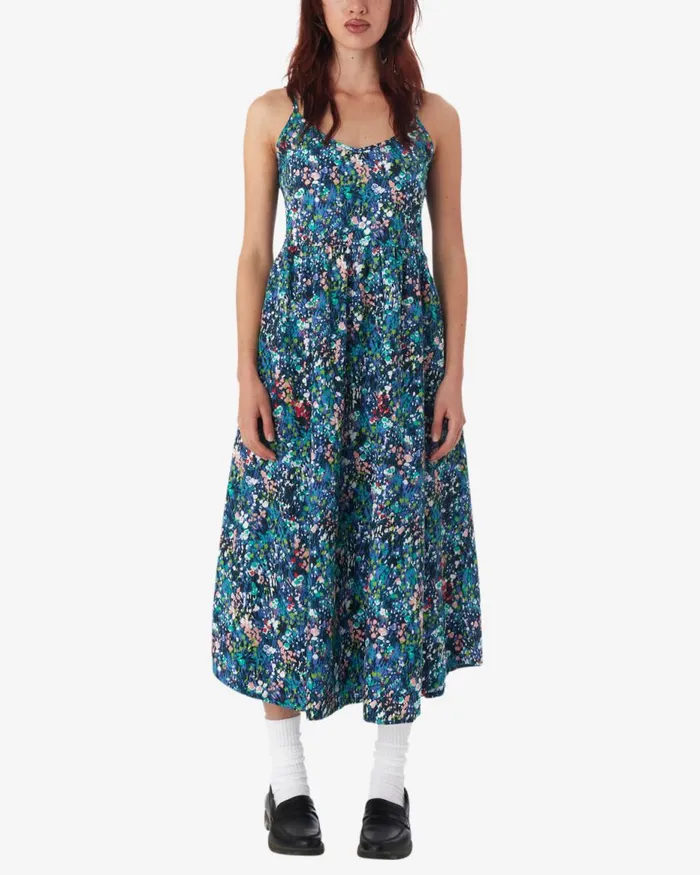 Women SPRING GARDEN DRESS Teal Blue Multi OBEY Clothing DRESSES