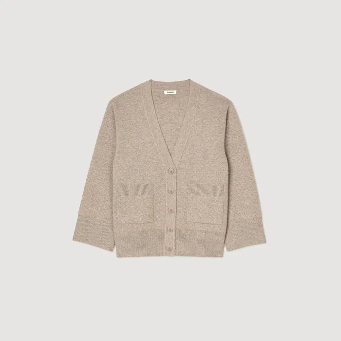 Women Sweaters and Cardigans SANDRO Long Rhinestone Cardigan Beige