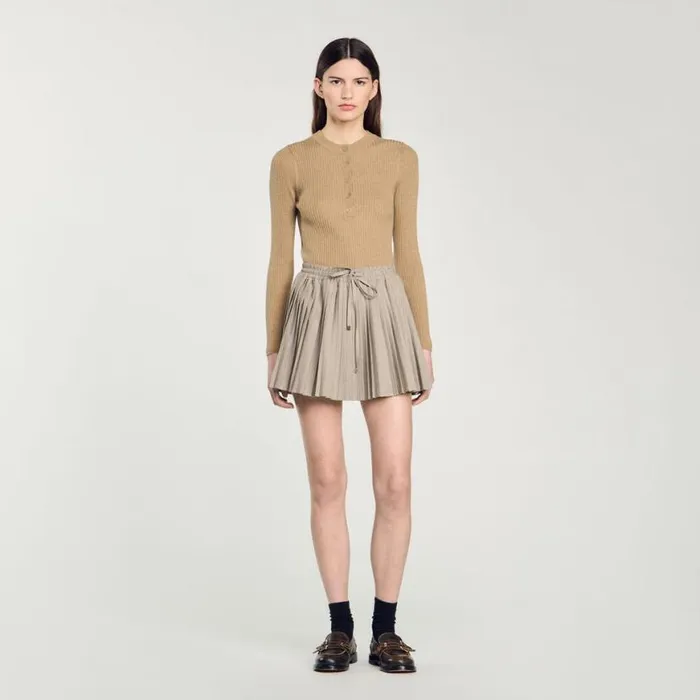 Women Sweaters and Cardigans SANDRO Rib Knit Sweater Olive Green
