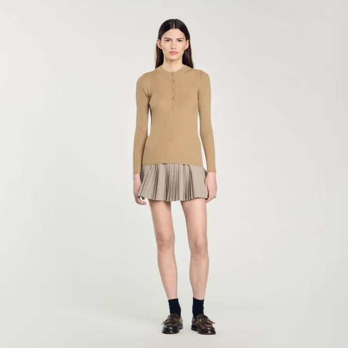 Women Sweaters and Cardigans SANDRO Rib Knit Sweater Olive Green