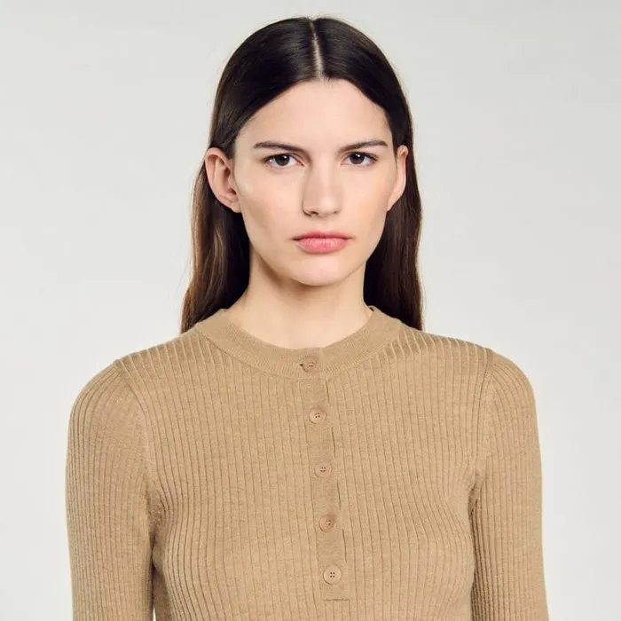 Women Sweaters and Cardigans SANDRO Rib Knit Sweater Olive Green
