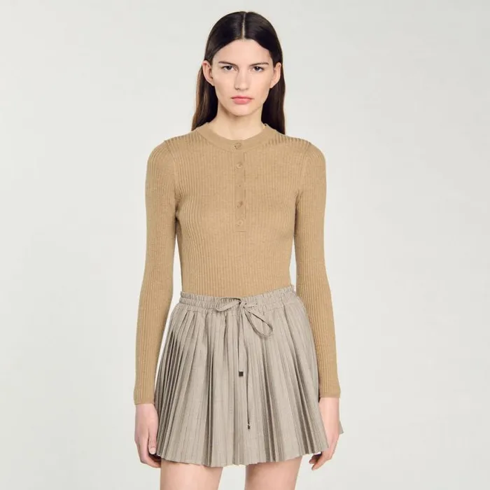 Women Sweaters and Cardigans SANDRO Rib Knit Sweater Olive Green