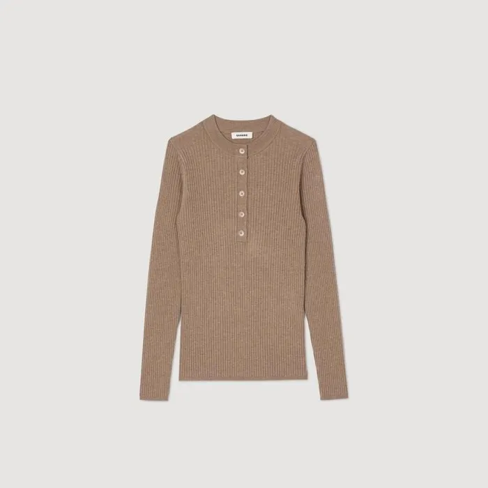 Women Sweaters and Cardigans SANDRO Rib Knit Sweater Olive Green