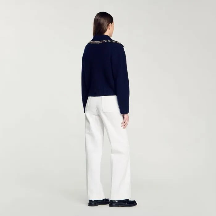 Women Sweaters and Cardigans SANDRO SailorNeck Sweater Navy Blue