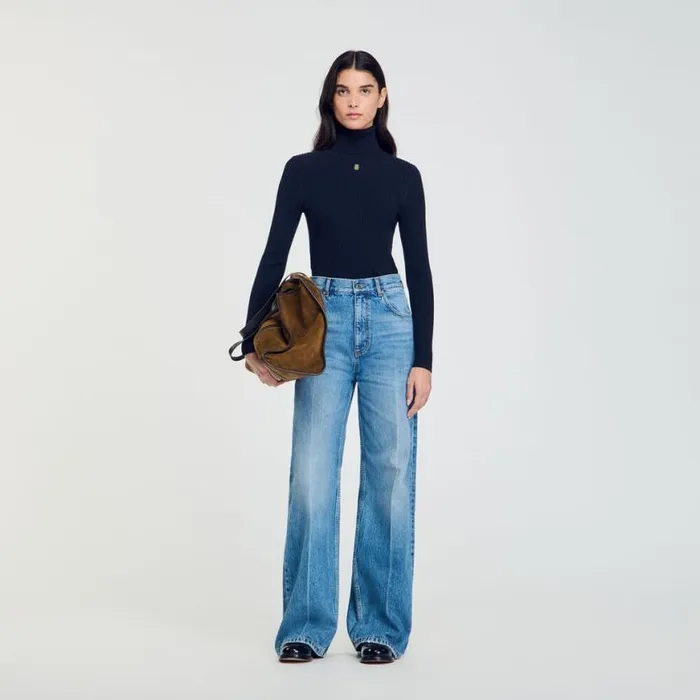 Women Sweaters and Cardigans SANDRO Turtleneck Sweater Navy Blue