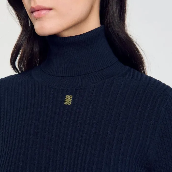 Women Sweaters and Cardigans SANDRO Turtleneck Sweater Navy Blue