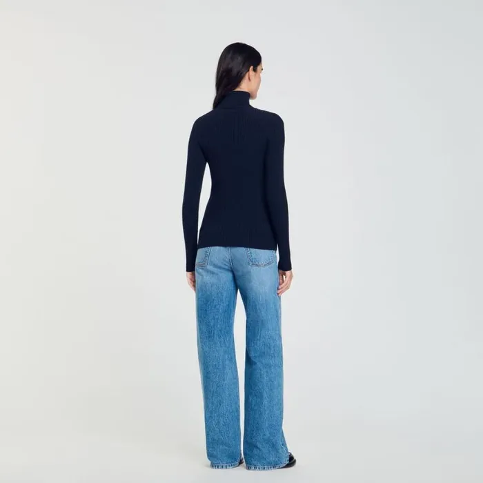 Women Sweaters and Cardigans SANDRO Turtleneck Sweater Navy Blue