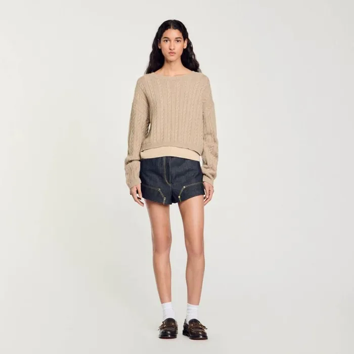 Women Sweaters and Cardigans SANDRO Wool And Cashmere Sweater Beige Women Sweaters and Cardigans SANDRO Wool And Cashmere Sweater Beige