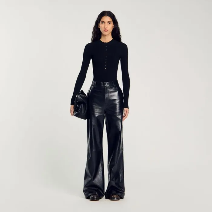 Women Tops and Shirts SANDRO Knit Bodysuit Black