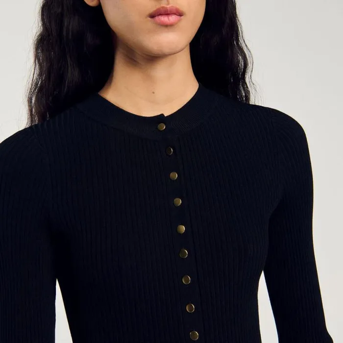 Women Tops and Shirts SANDRO Knit Bodysuit Black Women Tops and Shirts SANDRO Knit Bodysuit Black
