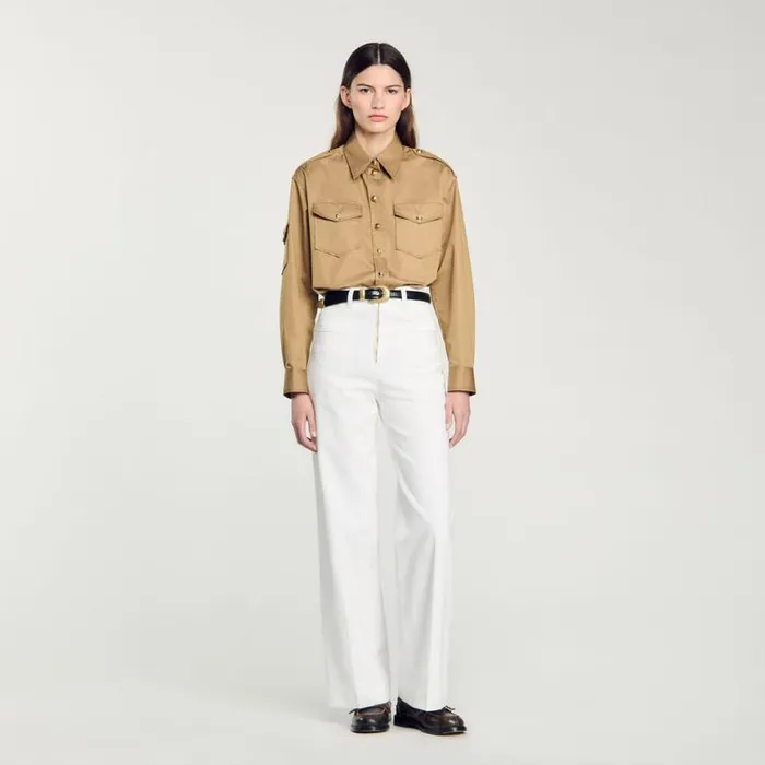 Women Tops and Shirts SANDRO Pocket Shirt Camel