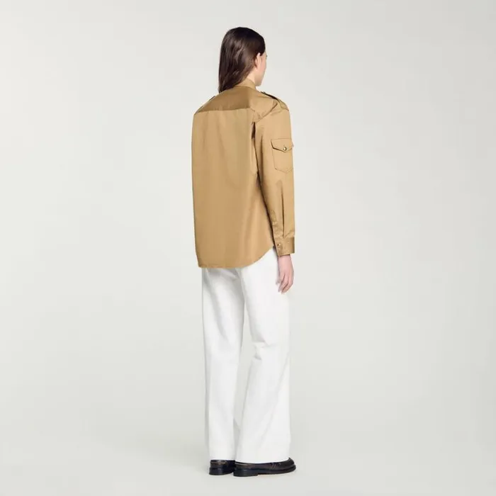 Women Tops and Shirts SANDRO Pocket Shirt Camel
