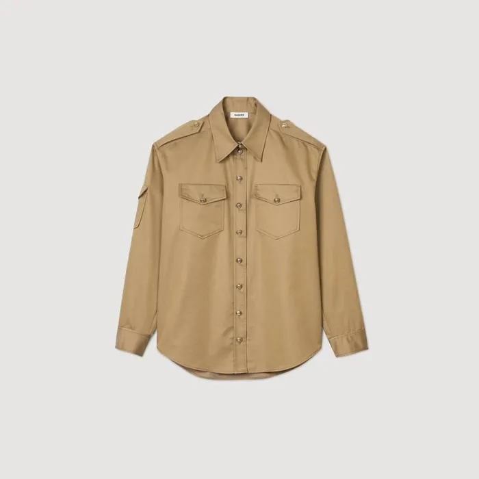 Women Tops and Shirts SANDRO Pocket Shirt Camel
