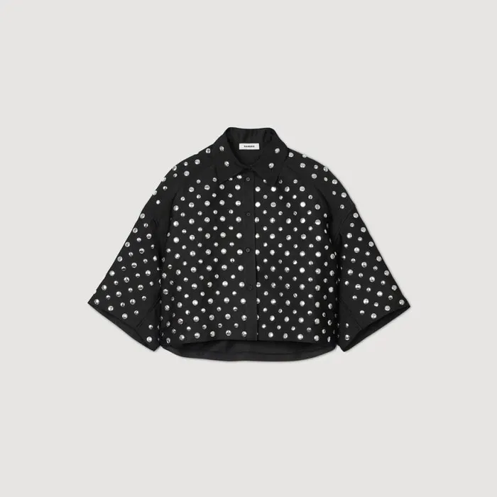 Women Tops and Shirts SANDRO Studembellished Shirt Black