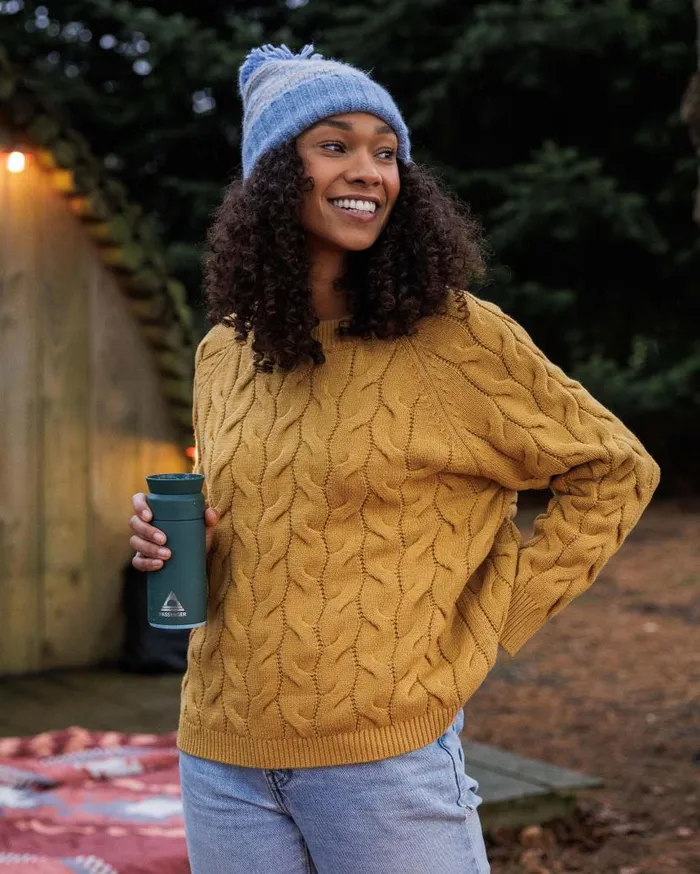 Women Tops Passenger Comfort Organic Knitted Jumper Mustard Gold Mustard Gold