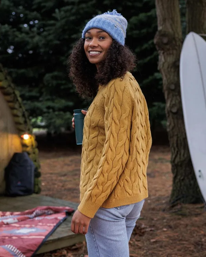 Women Tops Passenger Comfort Organic Knitted Jumper Mustard Gold Mustard Gold