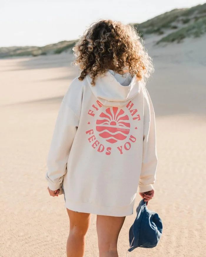 Women Tops Passenger Discovery Recycled Cotton Hoodie Milky Marl Milky Marl