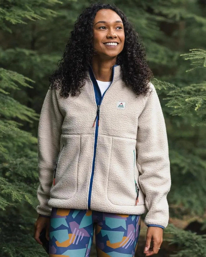 Women Tops Passenger Fairbanks 20 Full Zip Recycled Sherpa Fleece Oatmeal Oatmeal