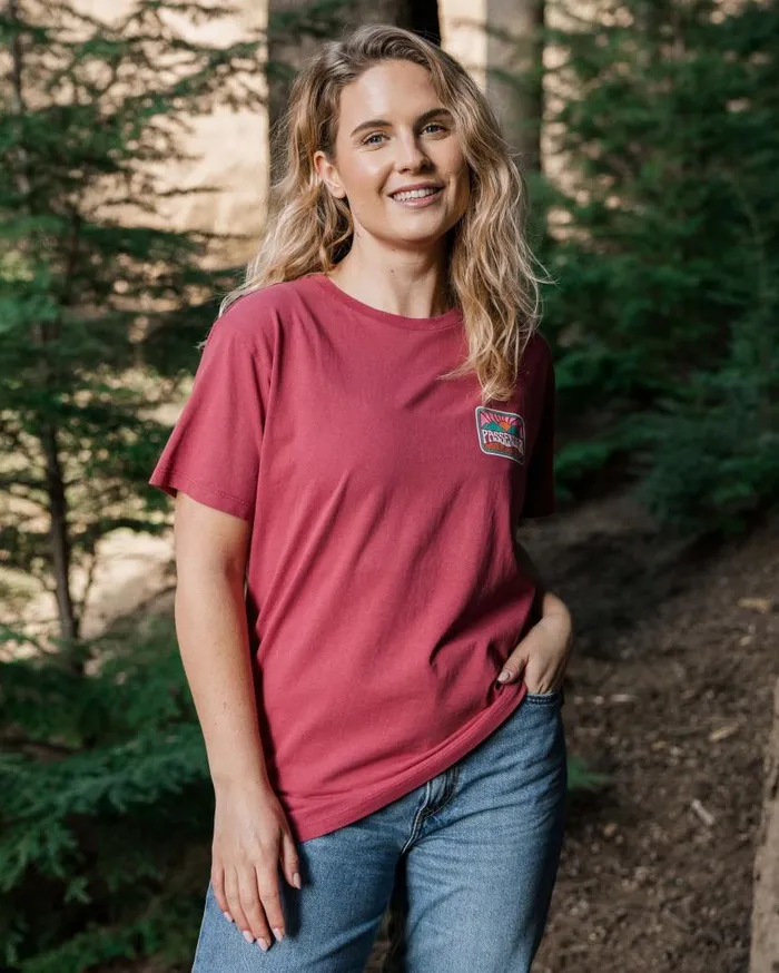 Women Tops Passenger Golden Hour Recycled Cotton Oversized TShirt Earth Red Earth Red