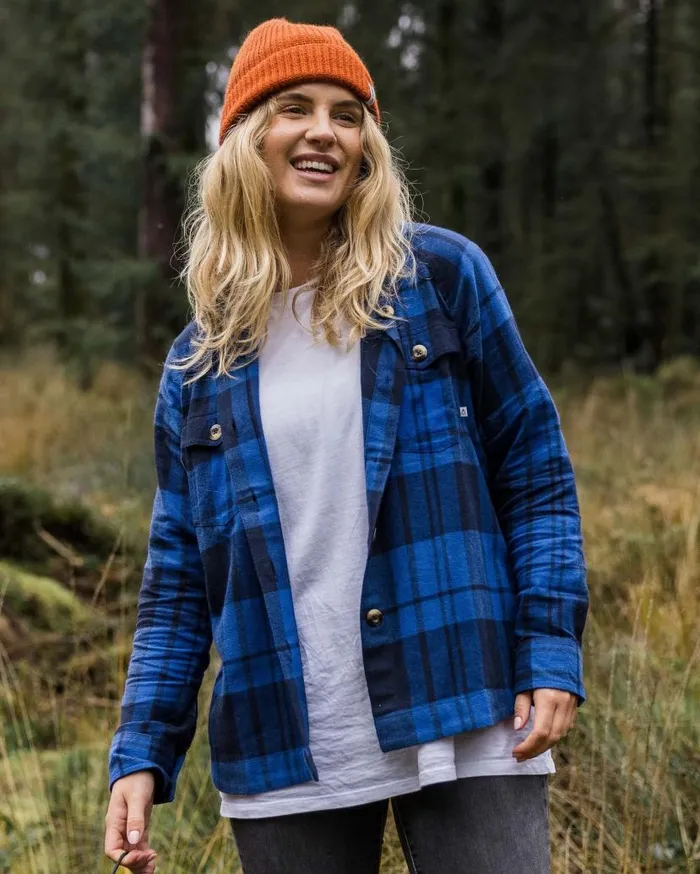 Women Tops Passenger Harmony Organic Cotton Check Shirt True Blue True Blue