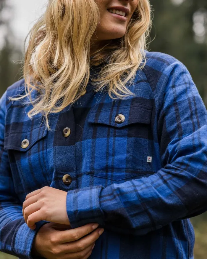 Women Tops Passenger Harmony Organic Cotton Check Shirt True Blue True Blue