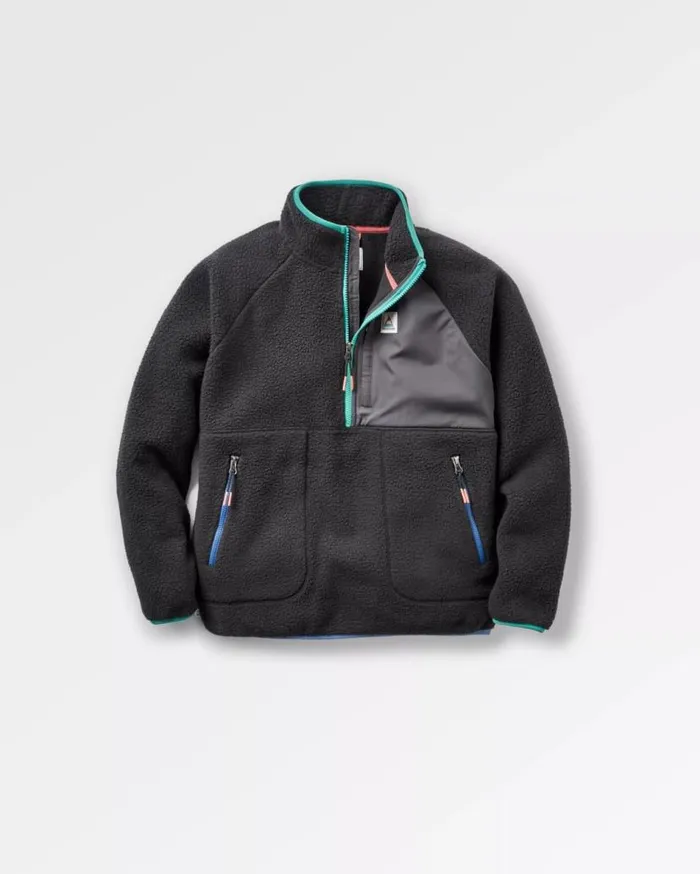 Women Tops Passenger Home 20 12 Zip Recycled Sherpa Fleece Black Black