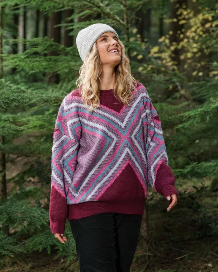 Women Tops Passenger Homestead Oversized Recycled Knitted Jumper Wine Wine