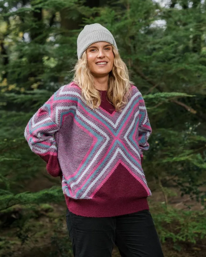 Women Tops Passenger Homestead Oversized Recycled Knitted Jumper Wine Wine