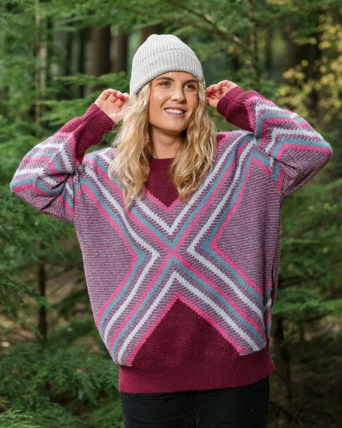 Women Tops Passenger Homestead Oversized Recycled Knitted Jumper Wine Wine