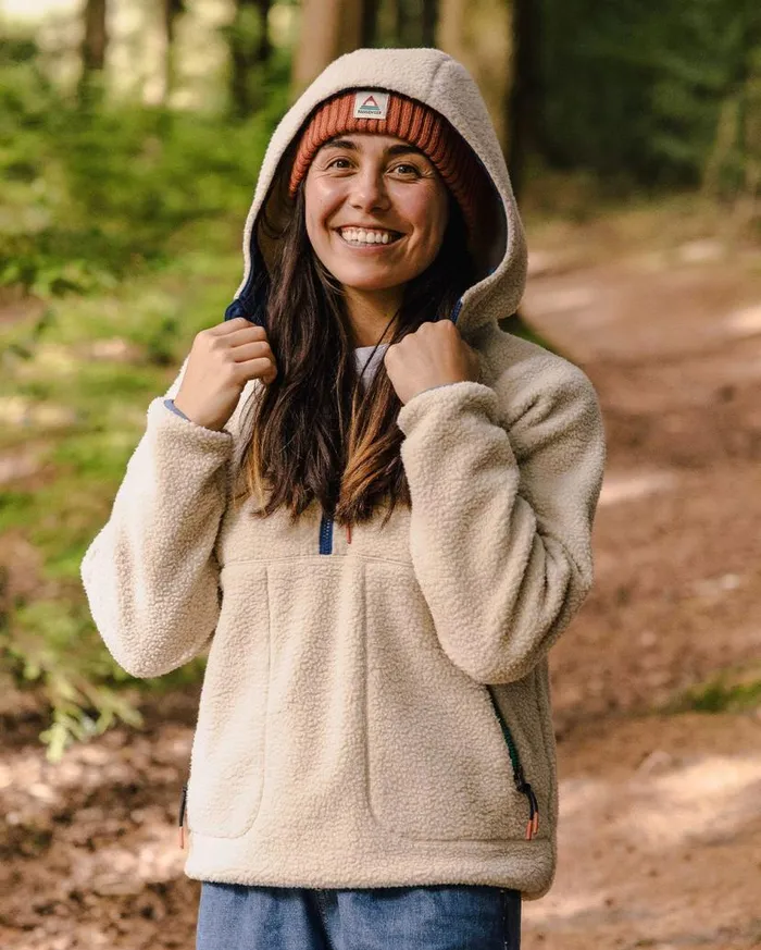 Women Tops Passenger Maine 20 12 Zip Recycled Sherpa Fleece Oatmeal Oatmeal