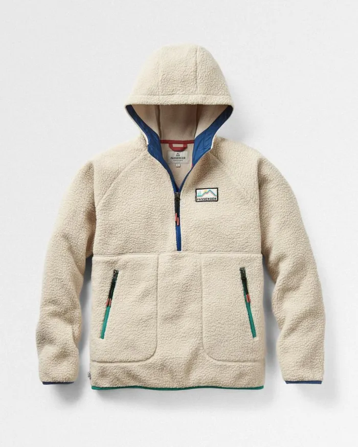 Women Tops Passenger Maine 20 12 Zip Recycled Sherpa Fleece Oatmeal Oatmeal