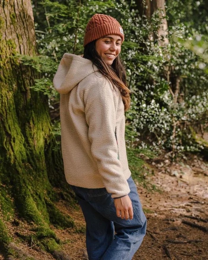 Women Tops Passenger Maine 20 12 Zip Recycled Sherpa Fleece Oatmeal Oatmeal