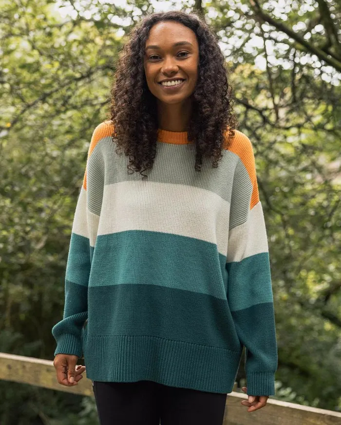 Women Tops Passenger Moments Oversized Organic Knitted Jumper Multi Stripe Multi Stripe
