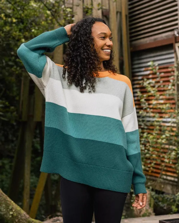 Women Tops Passenger Moments Oversized Organic Knitted Jumper Multi Stripe Multi Stripe